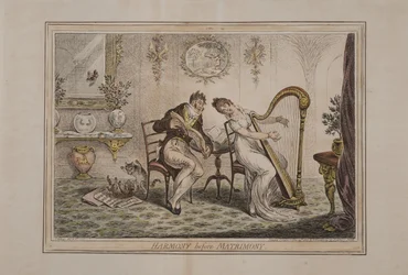 Harmonia przed małżeństwem, wydana przez Hannah Humphrey, 1805 (akwaforta ręcznie kolorowana)