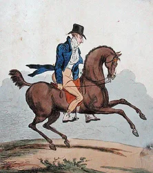 „Jak włamać się do własnego konia!” wydane przez Hannah Humphrey w 1803 r. (akwaforta ręcznie kolorowana)