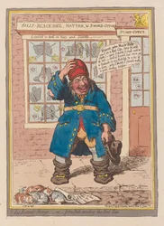 La Bonnet Rouge lub John Bull unikający podatku od kapeluszy, wyd. 1797 (ręczny grawer w kolorze)