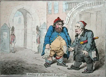 Spotkanie niefortunnych mieszkańców, wydane przez Hannah Humphrey w 1798 r. (akwaforta ręcznie kolorowana)