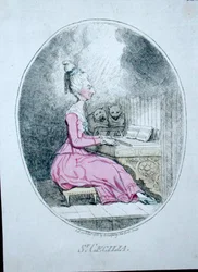 Św. Cecylia, wyd. Hannah Humphrey w 1782 r. (akwaforta ręcznie kolorowana)