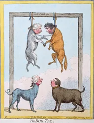 The Dog Tax, wydana przez Hannah Humphrey w 1796 r. (akwaforta ręcznie kolorowana)