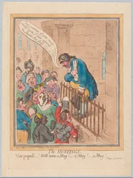 Hustingowie. Vox Populi Mam kubek! Kubek! Kubek!, wyd. 1796 (grawerowanie ręcznie kolorowane)