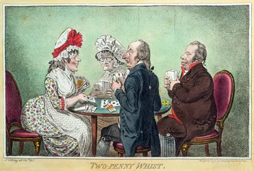 Two-Penny Whist, wydany przez Hannah Humphrey w 1796 roku (akwaforta, rycina, akwatinta i wc na papierze)