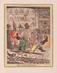 Bardzo śliska pogoda, pub. 1808 (grawerowanie ręcznie kolorowane)