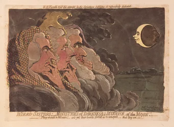 Weird Sisters: Ministers of Darkness: Minions of the Moon, wyd. 1791 (grawerowanie ręcznie kolorowane)