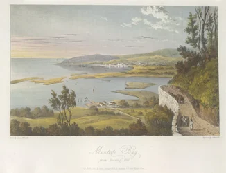Widok na Montego Bay z Reading Hill, ilustracja z „Malowniczej wycieczki po wyspie Jamajka”, Londyn