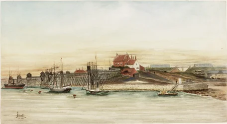 Whitehill Point on the Tyne (akwarela i body na papierze)