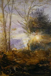 Wschód słońca, Abinger, Surrey (akwarela na papierze)