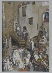Kobieta woła w tłumie, ilustracja z Życia naszego Pana Jezusa Chrystusa, 1886-94 (wc nad grafitem na papierze)