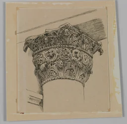 Kapitał z Meczetu El-Aksa, ilustracja z Życia naszego Pana Jezusa Chrystusa (tusz na papierze)
