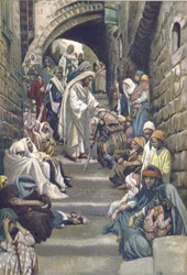 W wioskach przyprowadzano do niego chorych – z „Życia naszego Pana Jezusa Chrystusa”” – 1899 James Tissot – La vie de notre seigneur Jesus Christ – Jacques Joseph