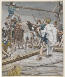 Jezus obnażony z szat, ilustracja z Życia naszego Pana Jezusa Chrystusa, 1886-94 (wc nad grafitem na papierze)
