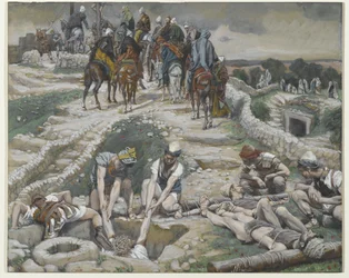 Jezus wyjęty z cysterny, ilustracja z Życia naszego Pana Jezusa Chrystusa, 1886-94 (wc nad grafitem na papierze)