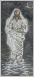 Jezus chodzi po morzu, ilustracja z Życia naszego Pana Jezusa Chrystusa (wc nad grafitem na papierze)