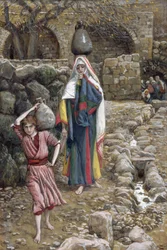 Jezus i Jego Matka przy źródle, ilustracja do Życia Chrystusa, ok. 1886-94 (toaleta i gwasz na tekturze)
