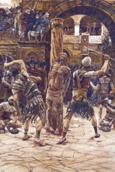 La flogging du visage – Biczowanie twarzy – z „Życia naszego Pana Jezusa Chrystusa”” – 1899 James Tissot – La vie de notre seigneur Jesus Christ, Jacques Joseph (Jacques-Joseph) Tissot dit James Tissot ( 1836-1902)