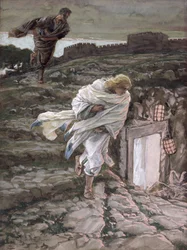 Św. Piotr i św. Jan biegną do grobu, ilustracja do Życia Chrystusa, ok. 1886-94 (toaleta i gwasz na tekturze)