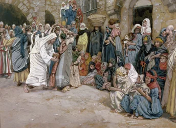 Pozwólcie małym dzieciom przyjść do mnie, ilustracja do życia Chrystusa, ok. 1886-96 (gwasz na tekturze)