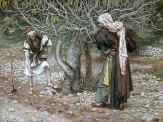 Jałowe drzewo figowe, ilustracja do Życia Chrystusa, ok. 1886-94 (toaleta i gwasz na tekturze)