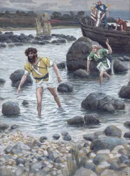 Powołanie św. Jakuba i św. Jana, ilustracja do Życia Chrystusa, ok. 1886-94 (toaleta i gwasz na tekturze)