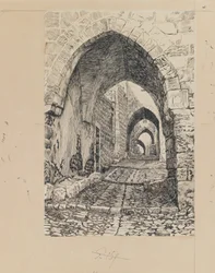 Via Dolorosa, Jerozolima, ilustracja z Życia naszego Pana Jezusa Chrystusa (tusz i grafit na papierze)