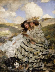 Na wydmach Lady Shannon i Kitty, ca. 1900-1910.