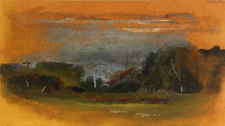 Widok na krajobraz (olej na karcie)