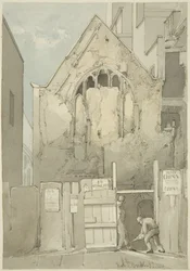 Odkrycie wschodniego okna kościoła Wszystkich Świętych, za High Street (po pożarze)