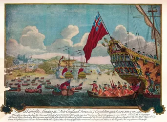 Lądowanie wojsk z Nowej Anglii na wyspie Cape Breton w celu ataku na Louisbourg, 1747