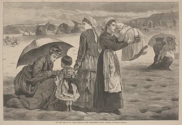 Na plaży w Long Branch - Godzina dla dzieci, 1874