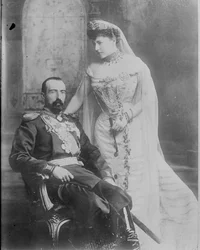 Wielki Książę Rosji Michał Michajłowicz i jego żona hrabina Zofia de Torby, 1902