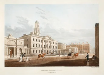 Lying-in Hospital, Dublin, 1795 (ręcznie barwiony grawerunek)