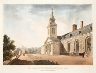 Old Soldiers Hospital, Kilmainham, Dublin, 1794 (ręcznie barwiony grawerunek)