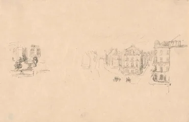 Dwa szkice próbne: A. Grande Rue, Dieppe; B. Wnętrze