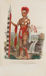 KEE-O-KUCK czyli Czuwający Lis; obecny wódz plemienia Sauli i następca Black Hawka, z The Aboriginal Portfolio