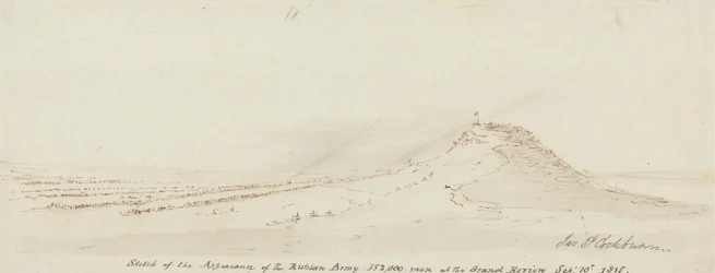 Szkic przedstawiający wygląd armii rosyjskiej, 152 000 ludzi na Wielkim Przeglądzie, 10 września 1815 r.