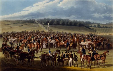 The Betting Post, grafika wykonana przez Charlesa Hunta, 1836 (akwatinta)