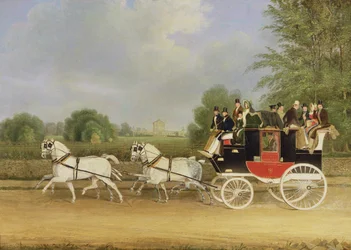 Autobus Londyn-Farringdon przejeżdża obok Buckland House, Berkshire