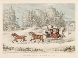 Pocztowy trener w burzy śnieżnej, 1825