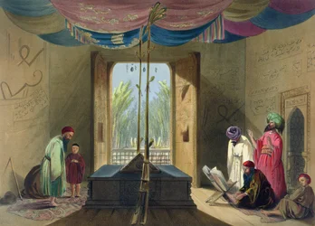 Meczet i grobowiec cesarza sułtana Mahmuda z Ghazni, tablica 10 z dzieła „Krajobrazy, mieszkańcy i stroje Afganistanu”, rytował Robert Carrick (ok. 1829-1904), 1848