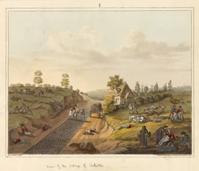 Widok na chatę Valette, z "Historycznego opisu bitwy pod Waterloo