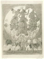 Spotprent op de Franse invasie, 1795 Francuska inwazja na holenderskie dno. Ombres Chinoises / Terror the Order of the Day (tytuł na obiekcie)
