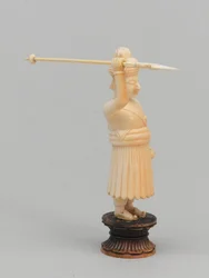 Czarny pion, figura szachowa, Indie, około 1820
