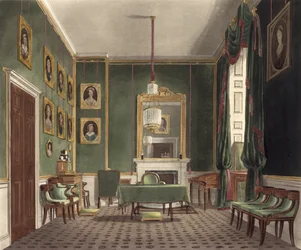 The Green Closet, Buckingham House, z „Historii królewskich rezydencji”, ryty: Daniel Havell (1785-1826), William Henry Pyne (1769-1843), 1819