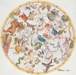 Tablica 26 z „Atlas Coelestis”, John Flamsteed (1646-1719), wyd. w 1719 r. (ręcznie barwiony grawerunek)