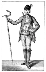 James Boswell, esq w stroju uzbrojonego korsykańskiego wodza, 1769.