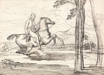Jeździec na tle krajobrazu: Prawdopodobnie studium do "Theophilus Levett Fox-hunting in Wychnor Park"