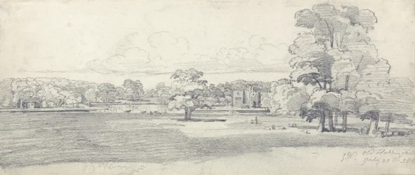 The Old Hall, Tabley, otoczony parkiem, 20 lipca 1814 (ołówek na papierze)