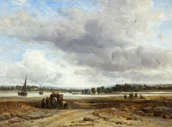 Zamek Calshot, niedaleko Southampton (olej na panelu)